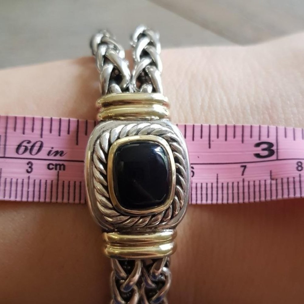 DAVID YURMAN LARGE ALBION BLACK ONYX BRACELET STERLING 14K YELLOW GOLD RARE! - Picture 10 of 16